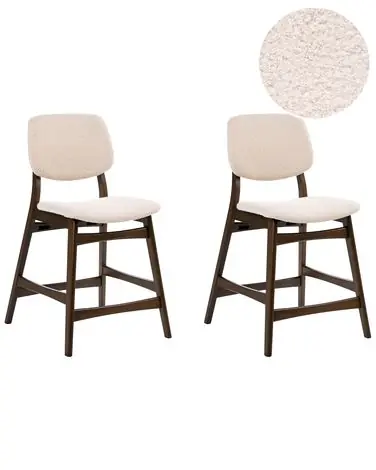 Conjunto de 2 sillas de bar ELAINE Bouclé Marrón/Beige claro - Comedor