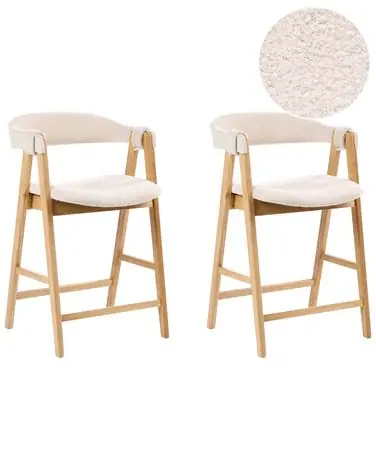Conjunto de 2 sillas de bar DAY Bouclé Marrón claro/Beige claro - Comedor