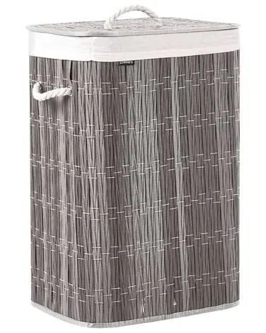 Laundry Basket with Lid TRANCURA Fabric Grey 72 L - Bathroom
