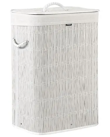 Laundry Basket with Lid TRANCURA Fabric White 72 L - Bathroom