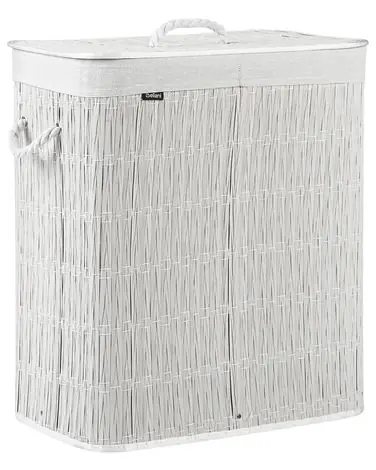Cesto para la ropa sucia con tapa ARRAIAS Tela Blanco 100 L - Baño