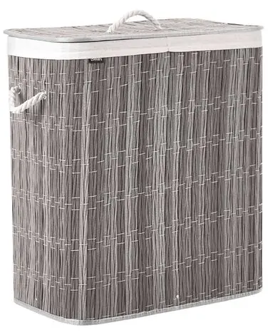 Laundry Basket with Lid ARRAIAS Fabric Grey 100 L - Bathroom