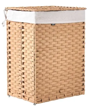 Cesto para la ropa sucia con tapa MUCUBAJI Tela Marrón 83 L - Baño
