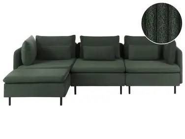 Sofá modular esquinero 3 plazas EGERIS Pana Verde oscuro Derecha - Sala de estar