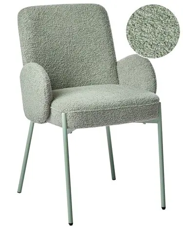 Dining Chair MAGEE Boucle Light Green - Dining Room