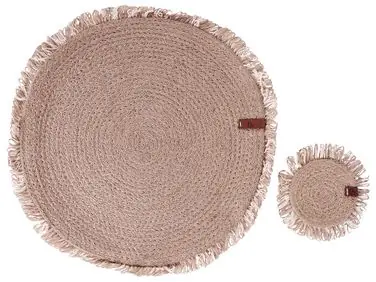 12 Piece Placemats and Coasters Set RIBBERY Jute Natural - Home Accessories