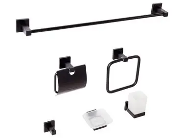 6-Piece Bathroom Hardware Set UVITA with Towel Bars and Hooks Black