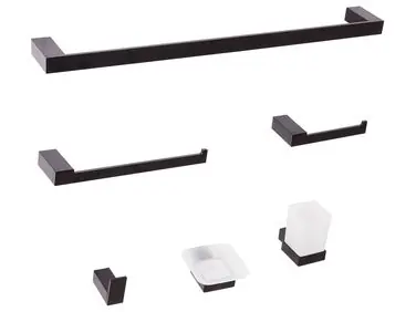 6-Piece Bathroom Hardware Set TUMACO with Towel Bars and Hooks Black