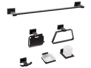 6-Piece Bathroom Hardware Set RIOHACHA with Towel Bars and Hooks Black