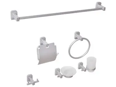 6-Piece Bathroom Hardware Set POCONE with Towel Bars and Hooks Silver