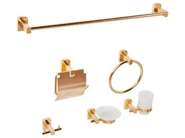 6-Piece Bathroom Hardware Set POCONE with Towel Bars and Hooks Gold