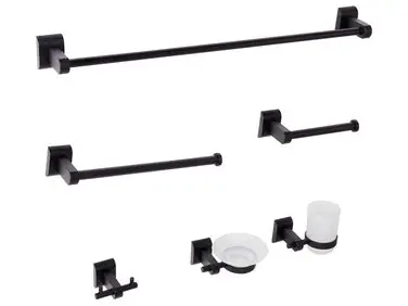 6-Piece Bathroom Hardware Set TALARA with Towel Bars and Hooks Black
