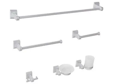 6-Piece Bathroom Hardware Set TALARA with Towel Bars and Hooks Silver