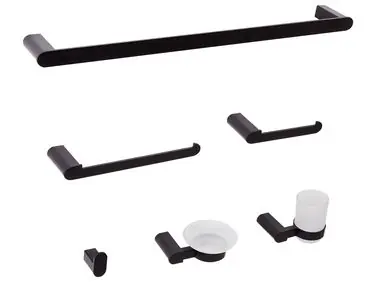 6-Piece Bathroom Hardware Set PARACAS with Towel Bars and Hooks Black