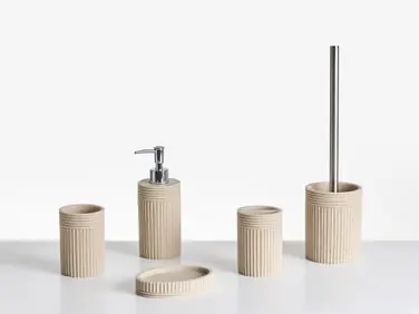5-Piece Bathroom Accessories Set CHANCAY Light Beige
