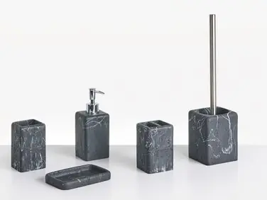 5-Piece Bathroom Accessories Set VILCANOTA Black Marble