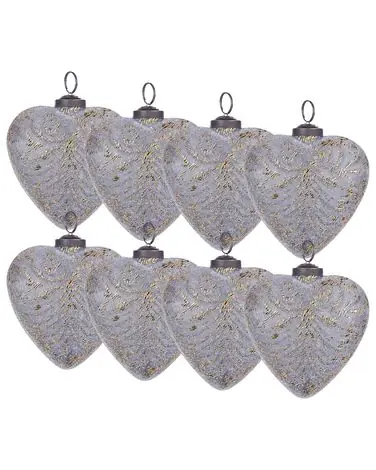 Set of 8 Baubles FERIABLE Glass Grey - Christmas