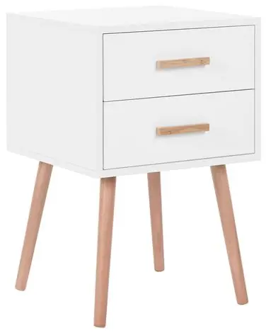 2 Drawer Bedside Table ALABAMA White - Bedroom