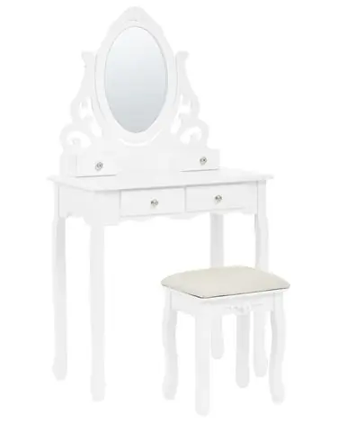 Tocador con espejo y taburete AMOUR Blanco - Dormitorio