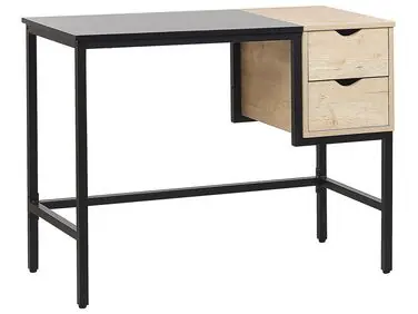 Home Office Desk HARPER Black 100 cm 48 cm with Drawers