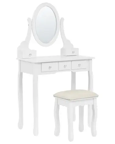 Tocador con espejo y taburete GALAXIE Blanco - Dormitorio