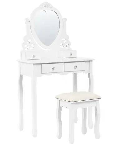 Tocador con espejo y taburete DIVA Blanco - Dormitorio