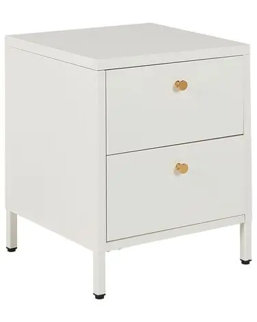 2 Drawer Bedside Table KYLEA Metal White - Bedroom