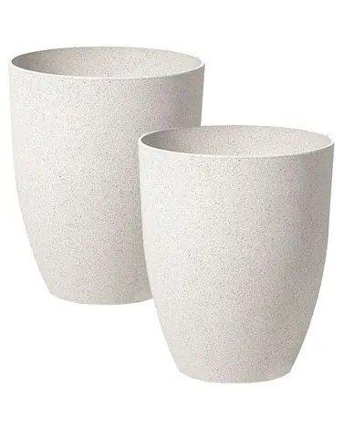 Set of 2 Plant Pots CROTON 35 cm Off-White