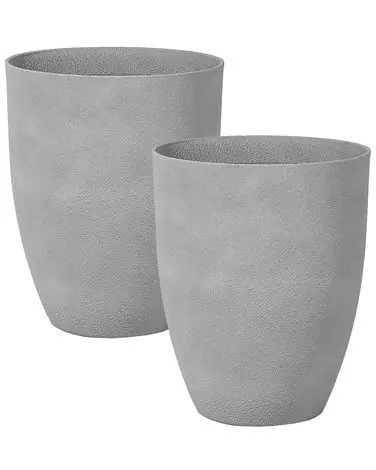Set of 2 Plant Pots CROTON 43 cm Grey - Garden & Balcony