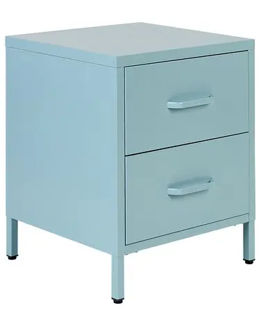 Mesita de noche 2 cajones MALAVI Metal Azul claro - Dormitorio