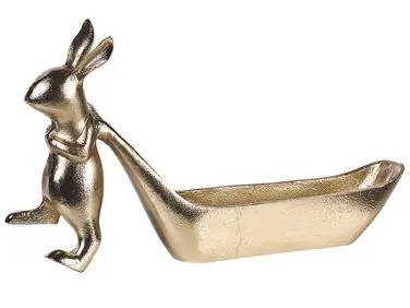 Plato decorativo Conejo PROGO Metal Dorado - Accesorios decorativos