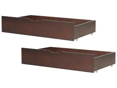 Set of 2 Bed Storage Drawers Pine Wood RUMILLY Dark Brown - Bedroom