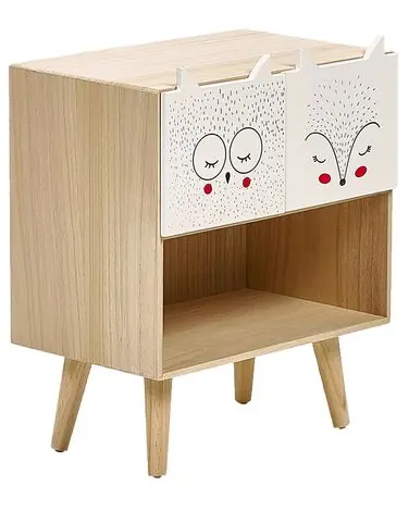 2 Drawer Bedside Table RUPERT Light Brown - Bedroom
