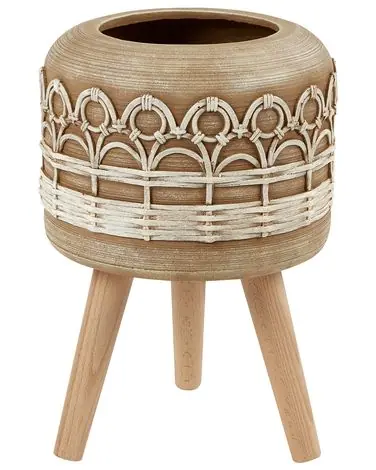 Elevated Plant Pot CYRTOMIUM 27 cm Light Brown - Garden & Balcony