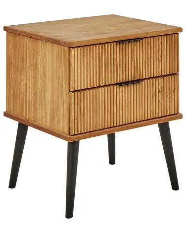 2 Drawer Bedside Table TIMMINS Pine Wood Brown - Bedroom