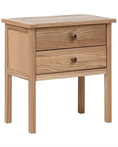 2 Drawer Bedside Table SALTON Sassafras Wood Brown - Bedroom