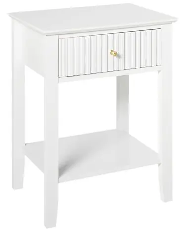 1 Drawer Bedside Table ASSISI White - Bedroom