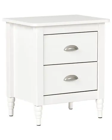2 Drawer Bedside Table SHILLINGTON Pine Wood White - Bedroom