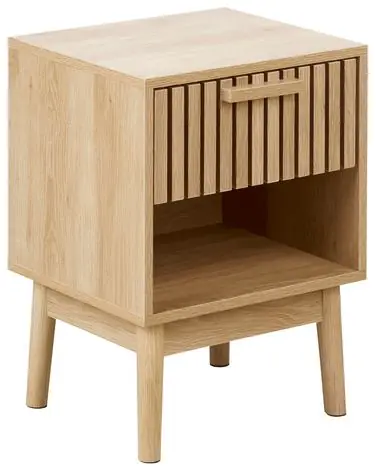 1 Drawer Bedside Table LYNWOOD Light Brown - Bedroom
