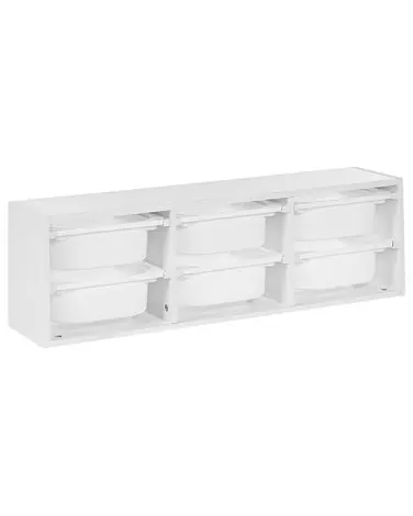 Wall Shelf with Storage Boxes TOBIN White - Living Room