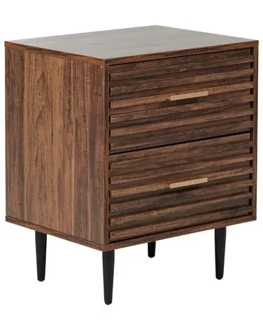 2 Drawer Bedside Table KEITH Dark Brown - Bedroom