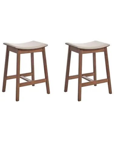 Conjunto de 2 sillas de bar DIXON Madera Marrón oscuro/Beige - Comedor