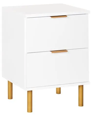 2 Drawer Bedside Table WALPOLE White - Bedroom