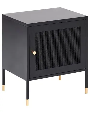 Mesita de noche OSSETT Metal Negro - Dormitorio