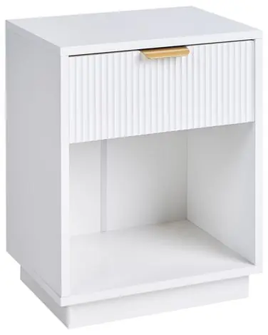 1 Drawer Bedside Table SUMMERVILLE White - Bedroom