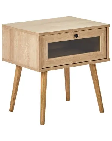 Mesita de noche 1 cajón ALBANY Marrón claro - Dormitorio