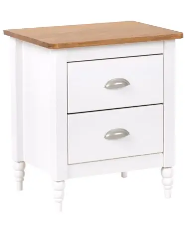 Mesita de noche 2 cajones SHILLINGTON Madera de pino Marrón/Blanco - Dormitorio