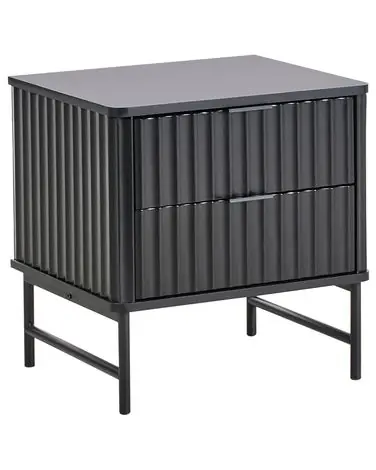 2 Drawer Bedside Table GLASTONBURY Black - Bedroom