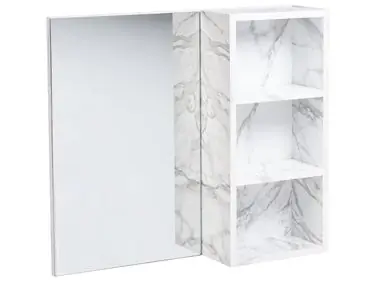 Armario con espejo de pared para baño JOINVILLE 60 cm 54 cm Mármol blanco