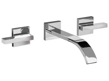 Wall Mounted Basin Mixer Tap BERRACO Brass Silver - Bathroom